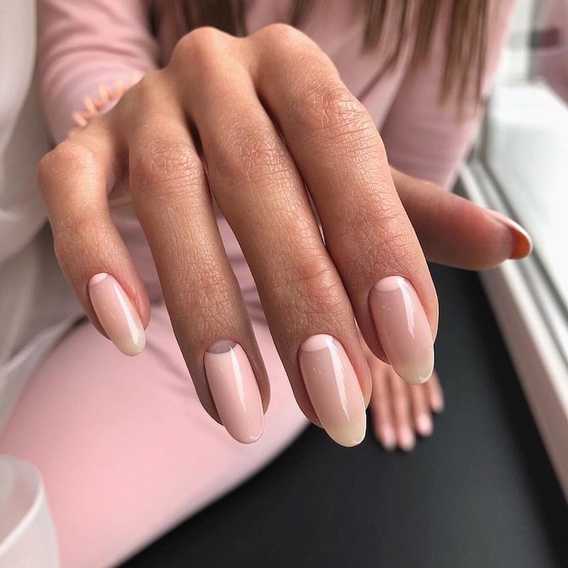 nude nail polish woman